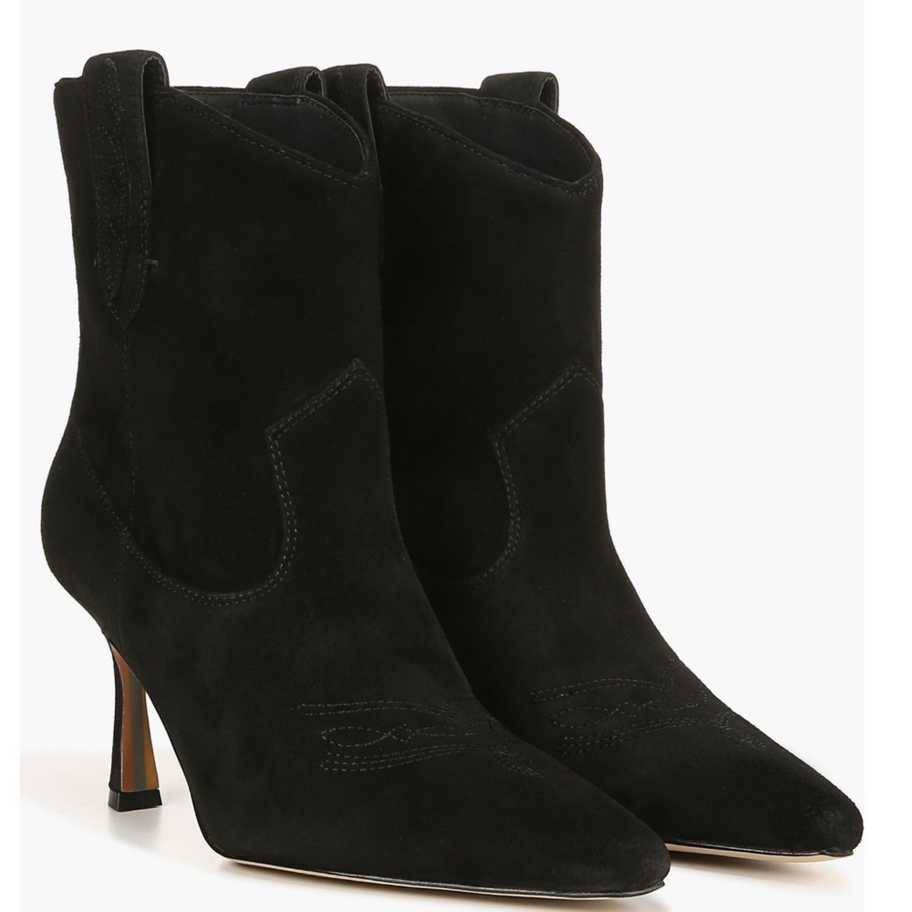 Sam‎ Edelman Moe Spoon Black Suede Booties 7M NWOB